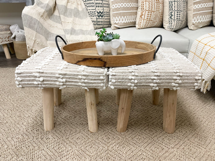 Natural Square Ottoman Stool