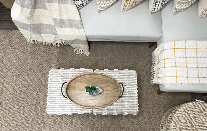 Natural Square Ottoman Stool