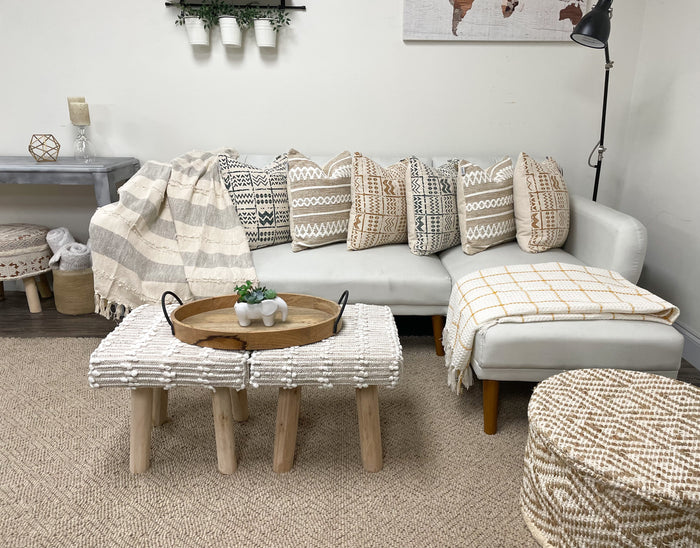Natural Square Ottoman Stool