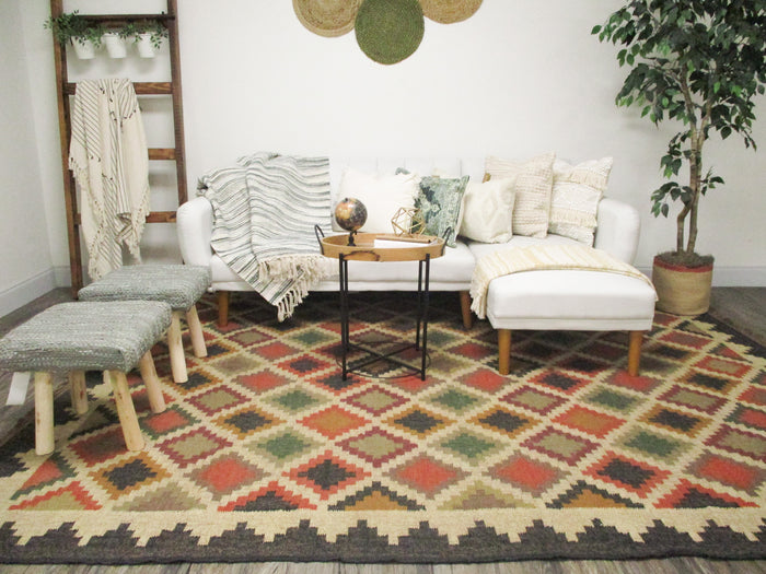Jute - Umber Jute Wool Kilim Area Rug