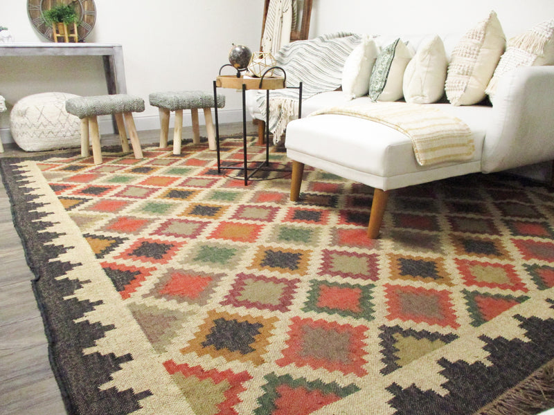 Jute - Umber Jute Wool Kilim Area Rug