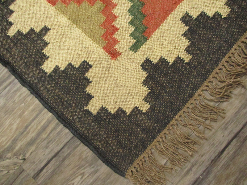 Jute - Umber Jute Wool Kilim Area Rug